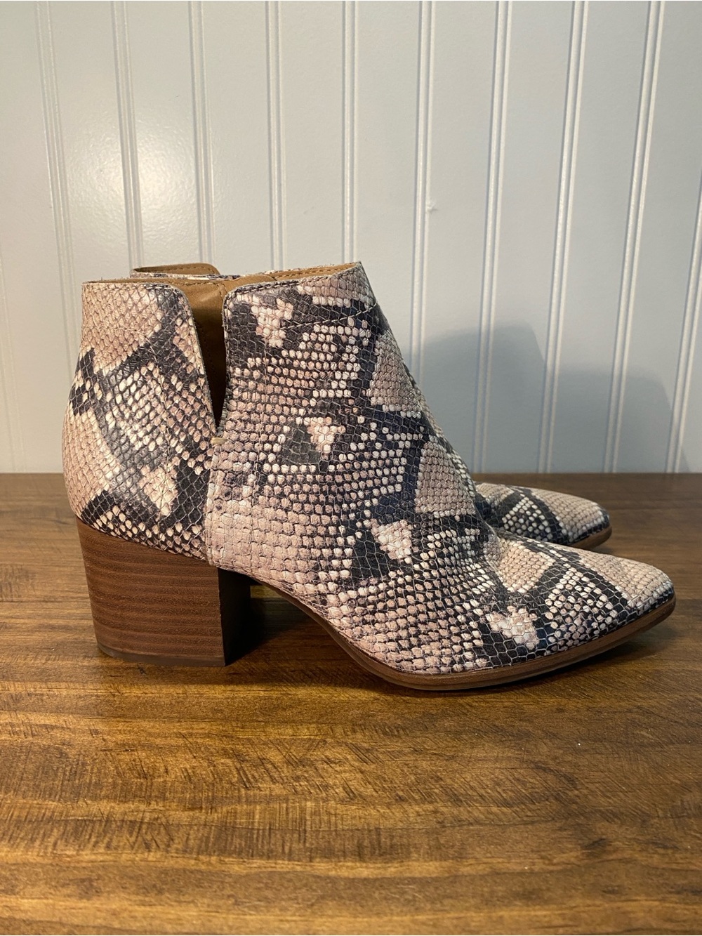 Lucky Brand - Women’s size 8.5 - Leather Upper - Faux Snake-Print Ankle Boots
